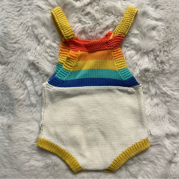 SOLD 3/30/25 - The Bonnie Mob Rainbow Crochet Bodysuit Baby Onesie - 0-3 months - Picture 2 of 5
